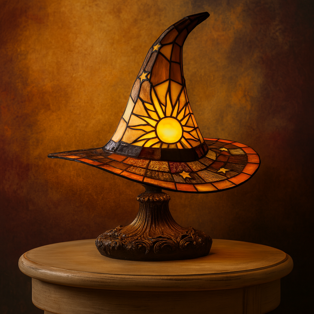Handcrafted Witch Hat Lamp with Magical Charm