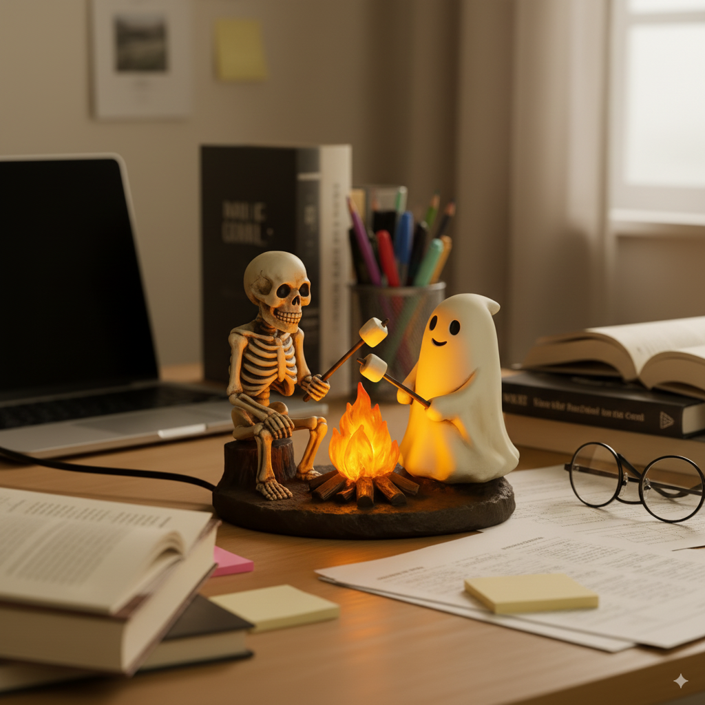 SpookFire – Skeleton & Ghost Campfire Flickering Nightlight