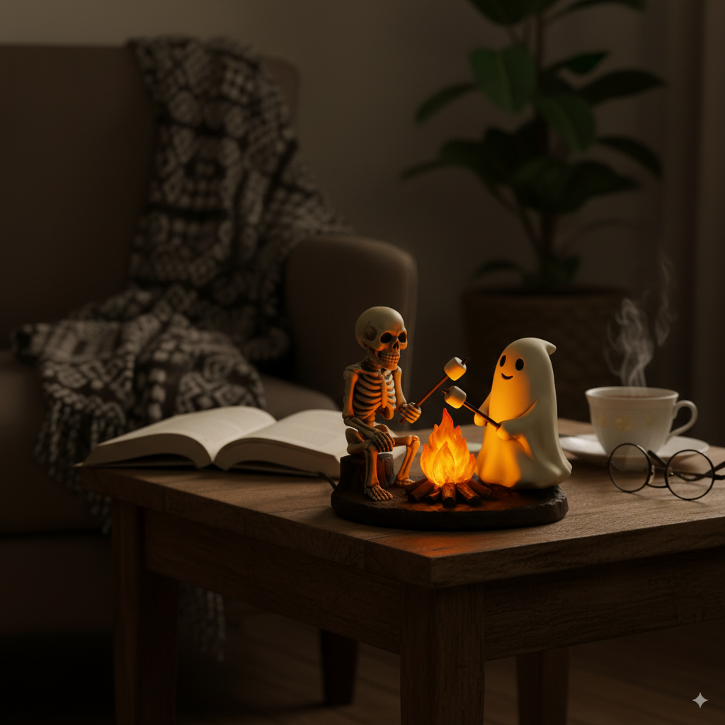 SpookFire – Skeleton & Ghost Campfire Flickering Nightlight