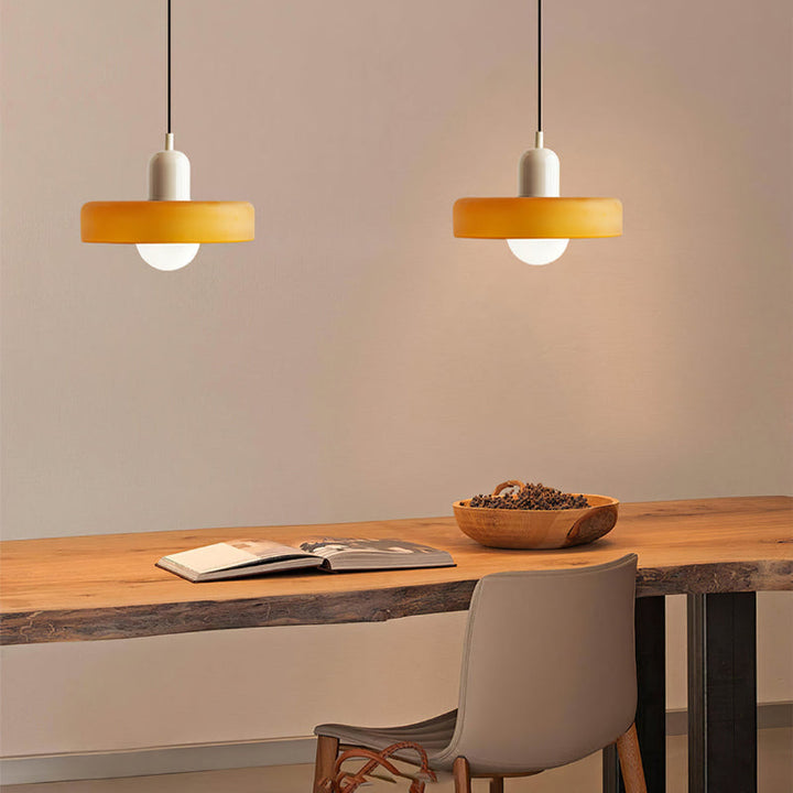 Pendant lamp made of colored glass