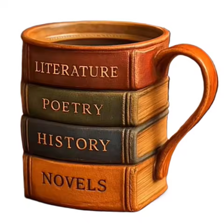 BookLover’s Haven – Handmade 3D Library Coffee Mug