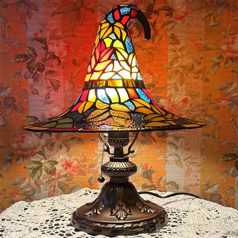 Handcrafted Witch Hat Lamp with Magical Charm