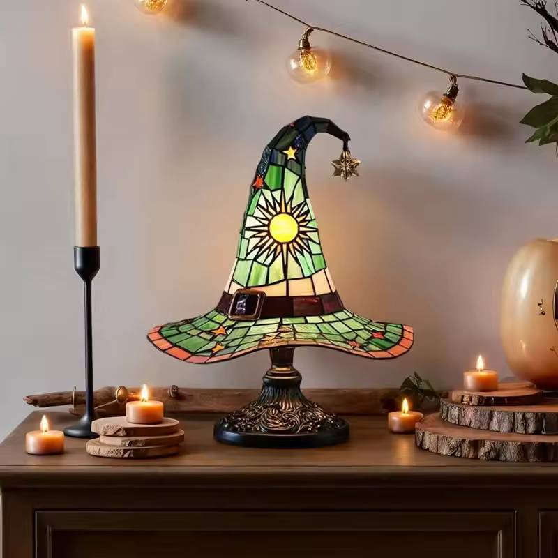 Handcrafted Witch Hat Lamp with Magical Charm