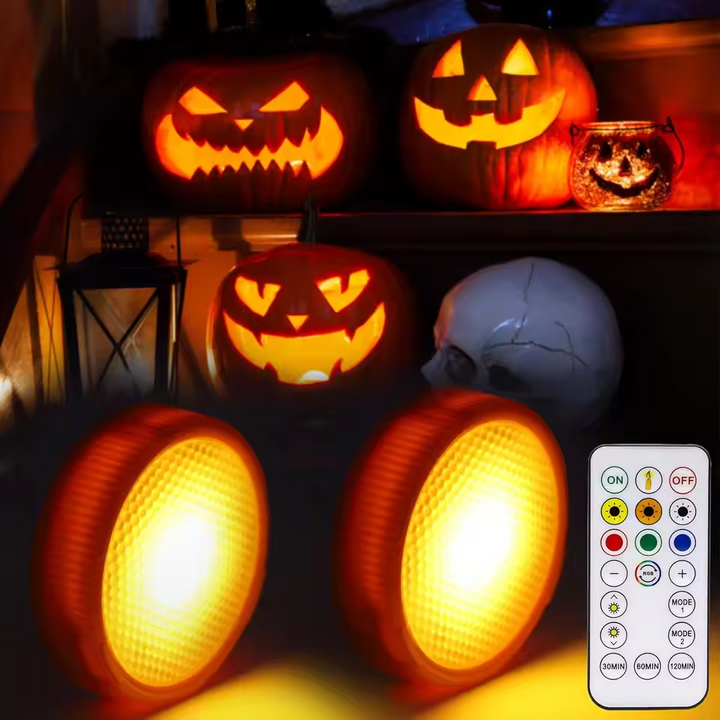 GlowJack – 2 Pack LED Pumpkin Lights with Colorful Charm