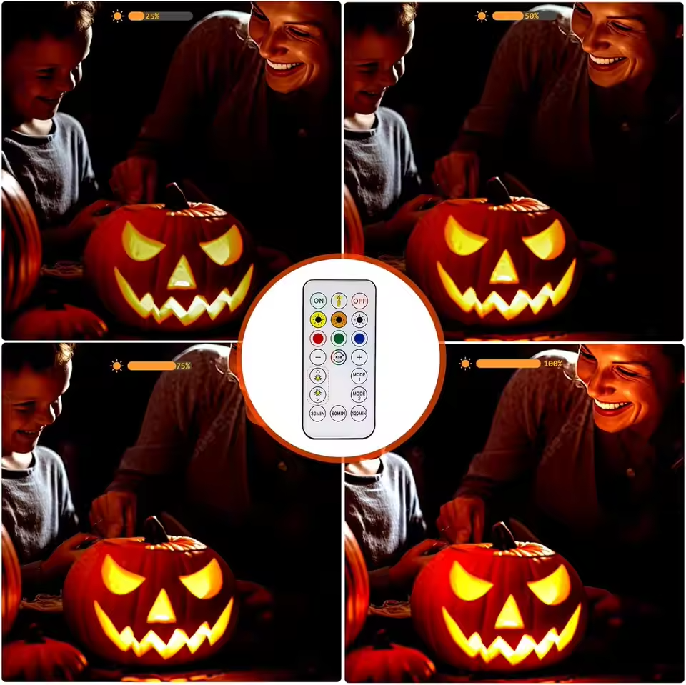 GlowJack – 2 Pack LED Pumpkin Lights with Colorful Charm